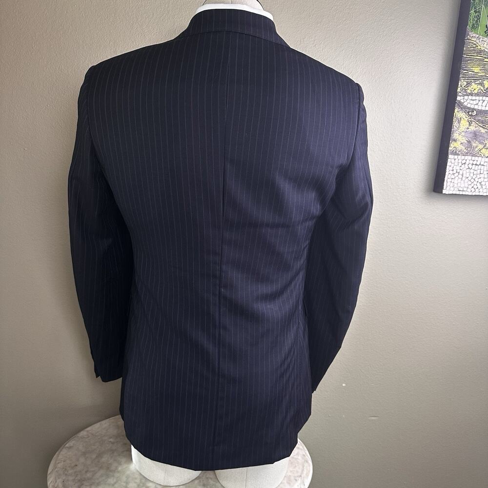 Abito Sartoriale Blazer Sport Coat Men US 38 R Navy Super 150 Subtle pinstripe - Picture 7 of 16